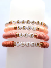 Inspirational Stretch Bracelets - Joy Faith Love Courage