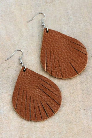 Bohemian Leather Earrings - Brown