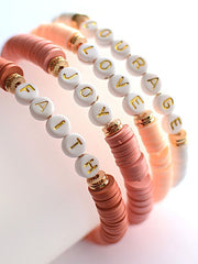 Inspirational Stretch Bracelets - Joy Faith Love Courage