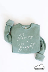Merry & Bright Puff Sweatshirt - Heather Sage