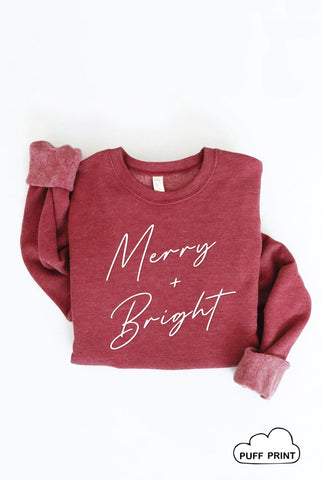 Merry & Bright Puff Sweatshirts (Small-XL) - PREORDER - 4 colors