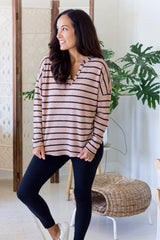 Harper Top - Tan & Black Stripe