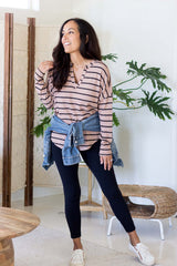 Harper Top - Tan & Black Stripe