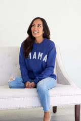 Mama Sweatshirt (Small-XL) - Heather Royal Blue