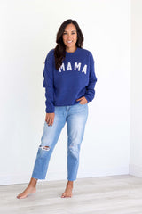 Mama Sweatshirt (Small-XL) - Heather Royal Blue