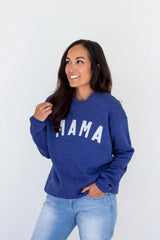 Mama Sweatshirt (Small-XL) - Heather Royal Blue