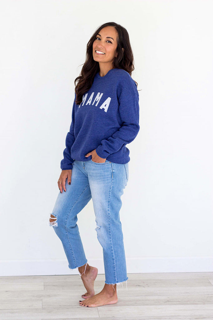 Mama Sweatshirt (Small-XL) - Heather Royal Blue