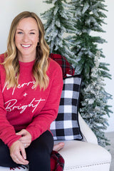 Merry & Bright Puff Sweatshirt - Heather Red