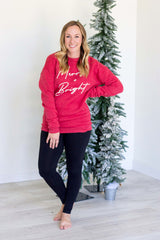 Merry & Bright Puff Sweatshirt - Heather Red