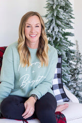 Merry & Bright Puff Sweatshirt - Heather Sage