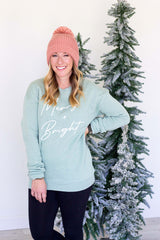 Merry & Bright Puff Sweatshirt - Heather Sage