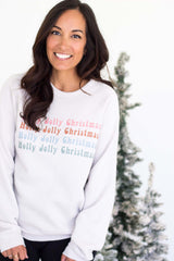 Holly Jolly Christmas Sweatshirt - Dusty Beige